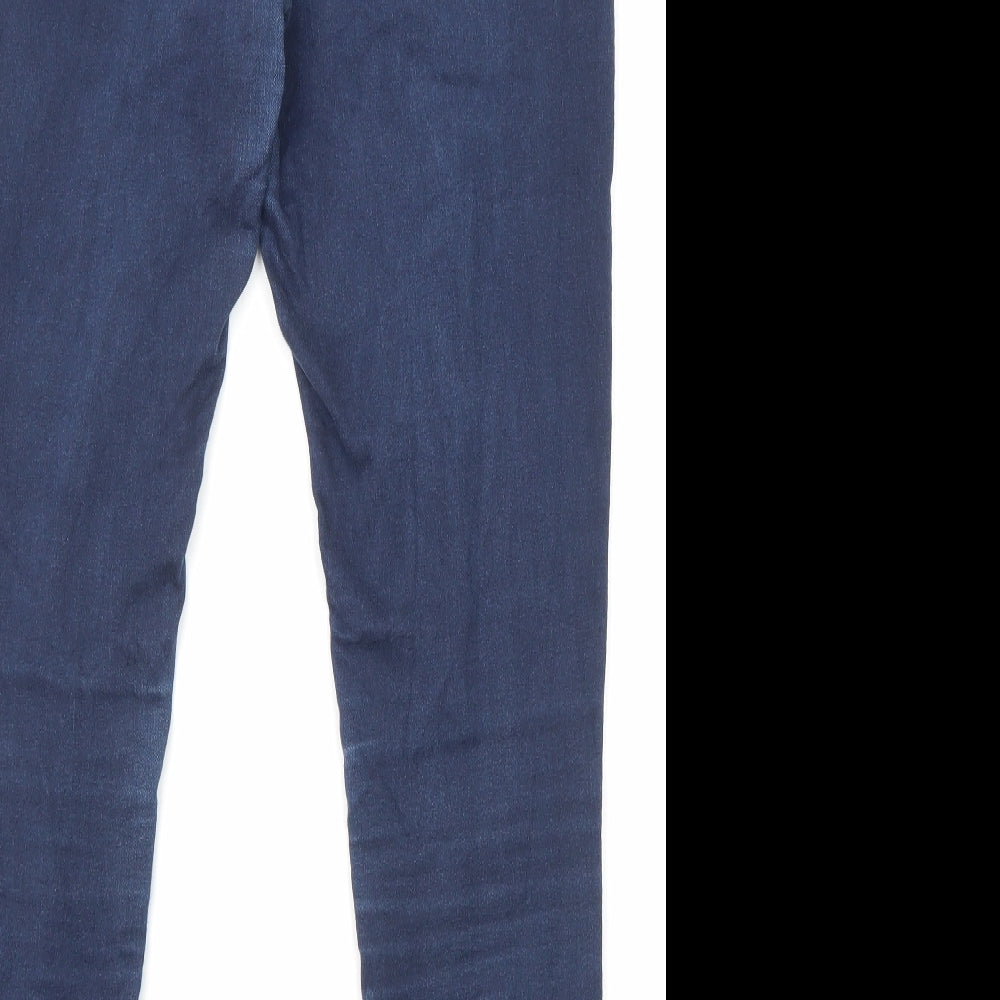 Marks and Spencer Womens Blue Cotton Skinny Jeans Size 12 L26 in Regular Zip - Pockets