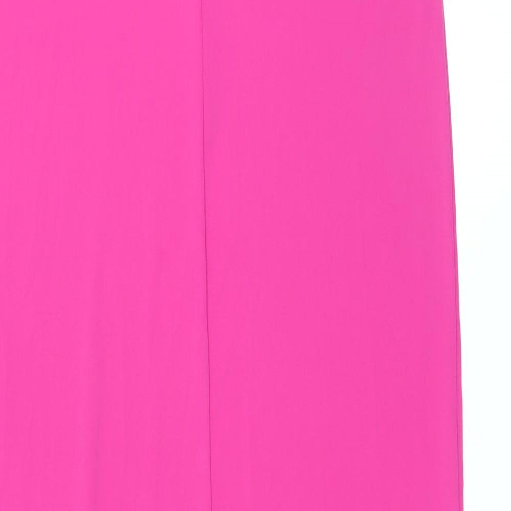 Marks and Spencer Womens Pink Polyester T-Shirt Dress Size 10 Scoop Neck Pullover - Side Slits