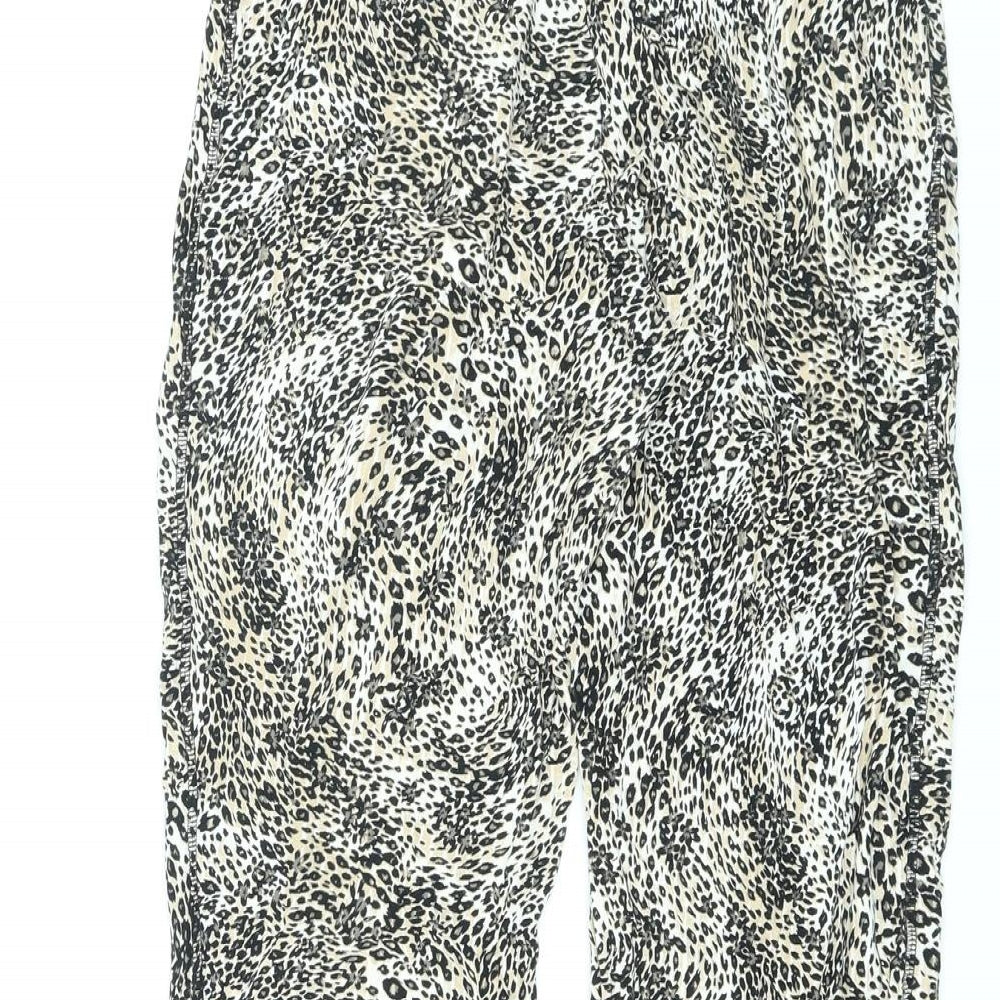 Marks and Spencer Womens Brown Animal Print Viscose Sweatpants Trousers Size 8 L27 in Regular - Leopard Print