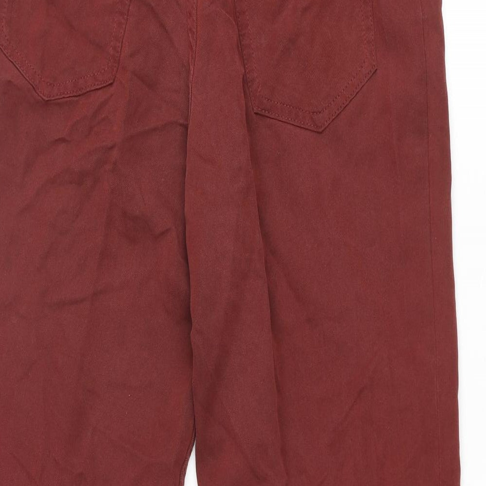 St Michael Womens Red Modal Trousers Size 12 L27 in Regular Zip
