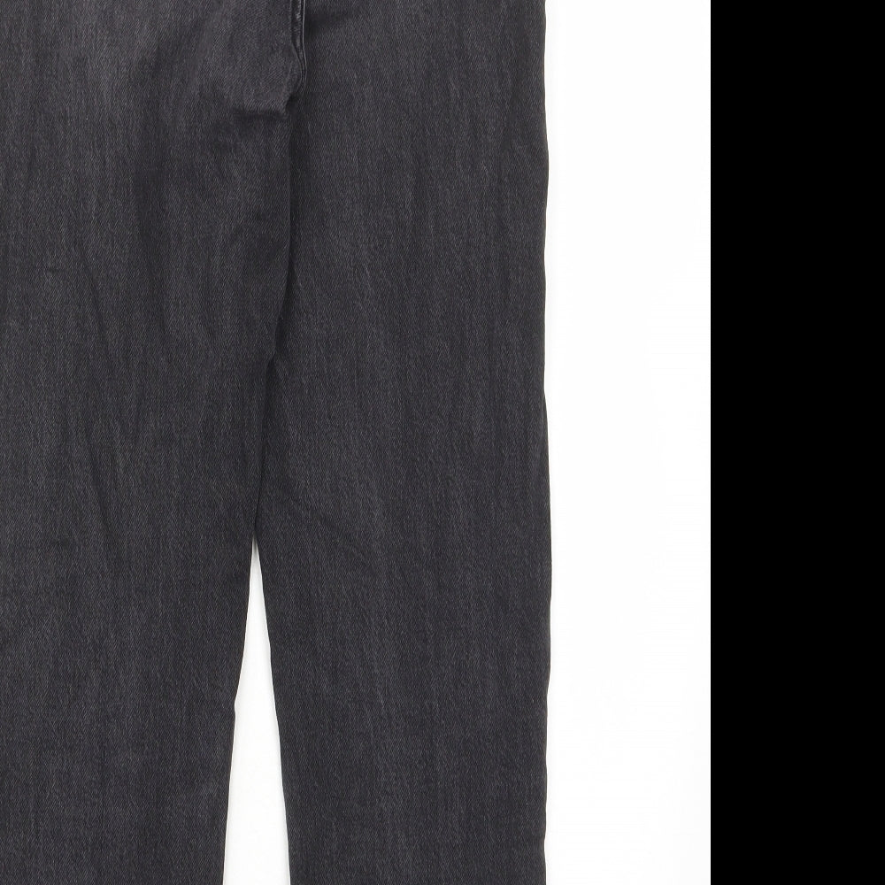 Zara Womens Grey Cotton Straight Jeans Size 8 L28 in Regular Zip - Pockets, Belt Loops
