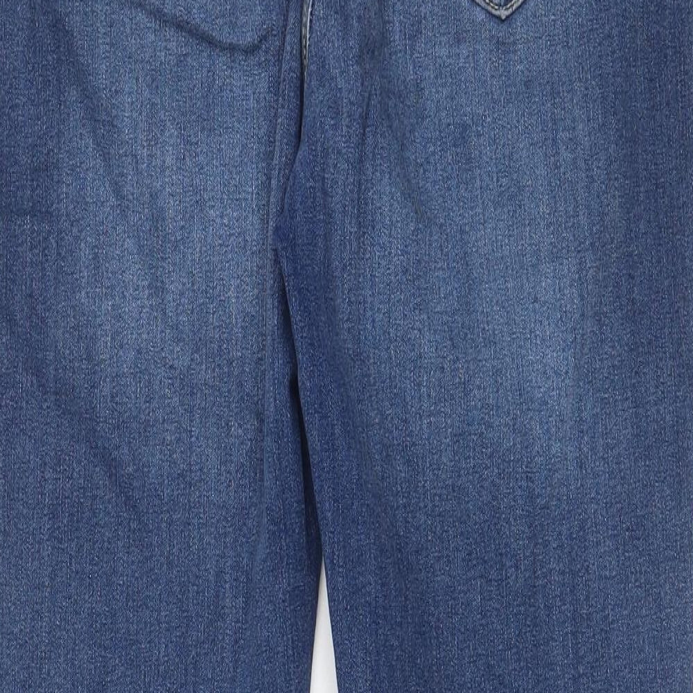 Marks and Spencer Womens Blue Cotton Skinny Jeans Size 32 in L27 in Regular Zip - Pockets, Belt Loops