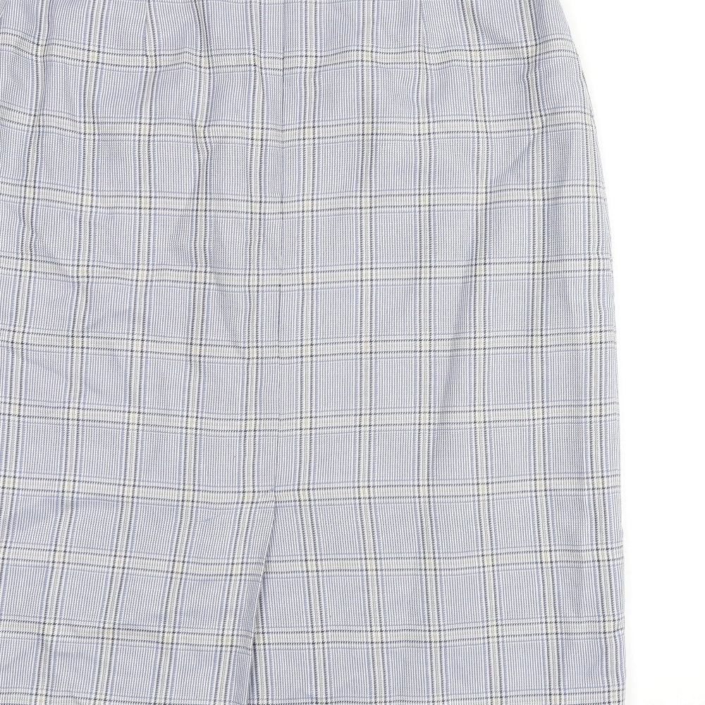 COMPLIMENTS Womens Blue Plaid Polyester Straight & Pencil Skirt Size 18 Zip