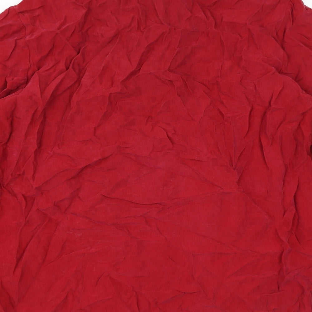 Marks and Spencer Womens Red Cupro Basic Button-Up Size 16 Collared