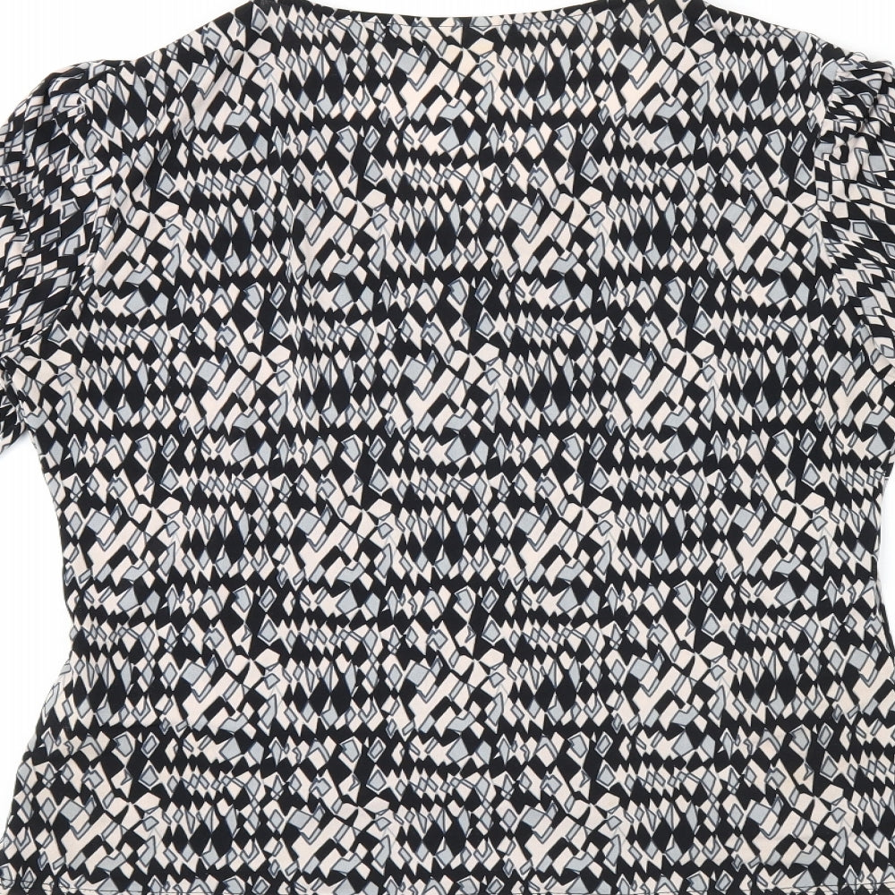 Kaliko Womens Multicoloured Geometric Polyester Jersey T-Shirt Size 12 V-Neck