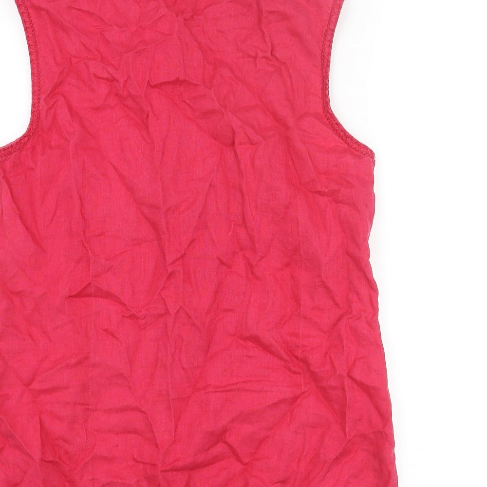 JFW Womens Pink Linen Camisole Blouse Size 14 Collared