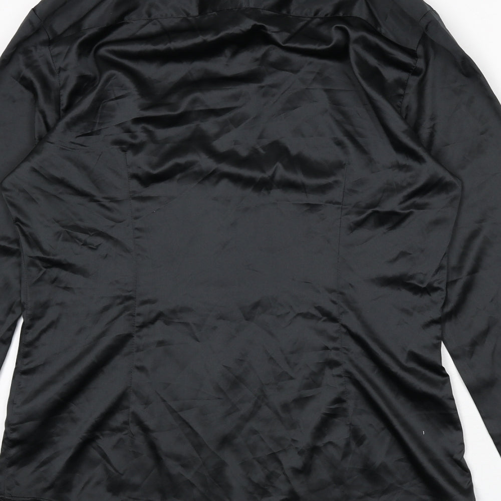 ASOS Mens Black Polyester Button-Up Size L Collared Button