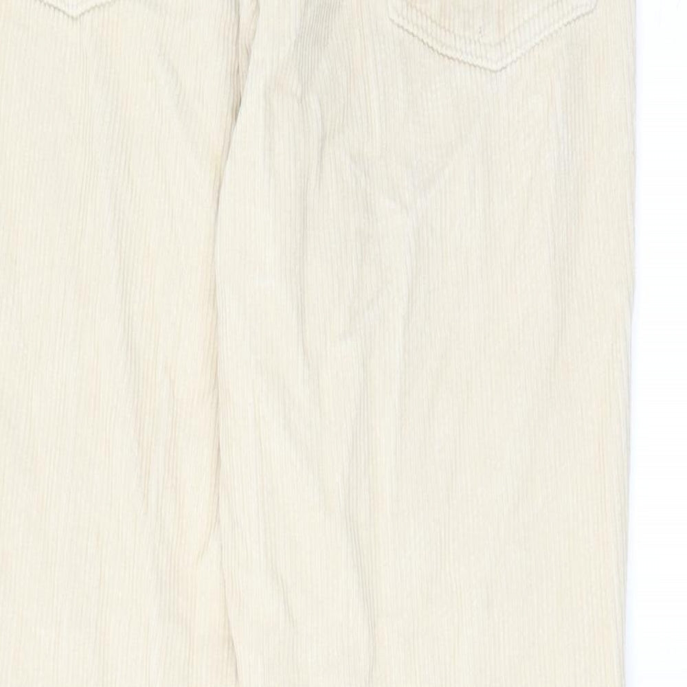 Topshop Womens Ivory Cotton Trousers Size 28 in L30 in Regular Zip - Pockets, Belt Loops
