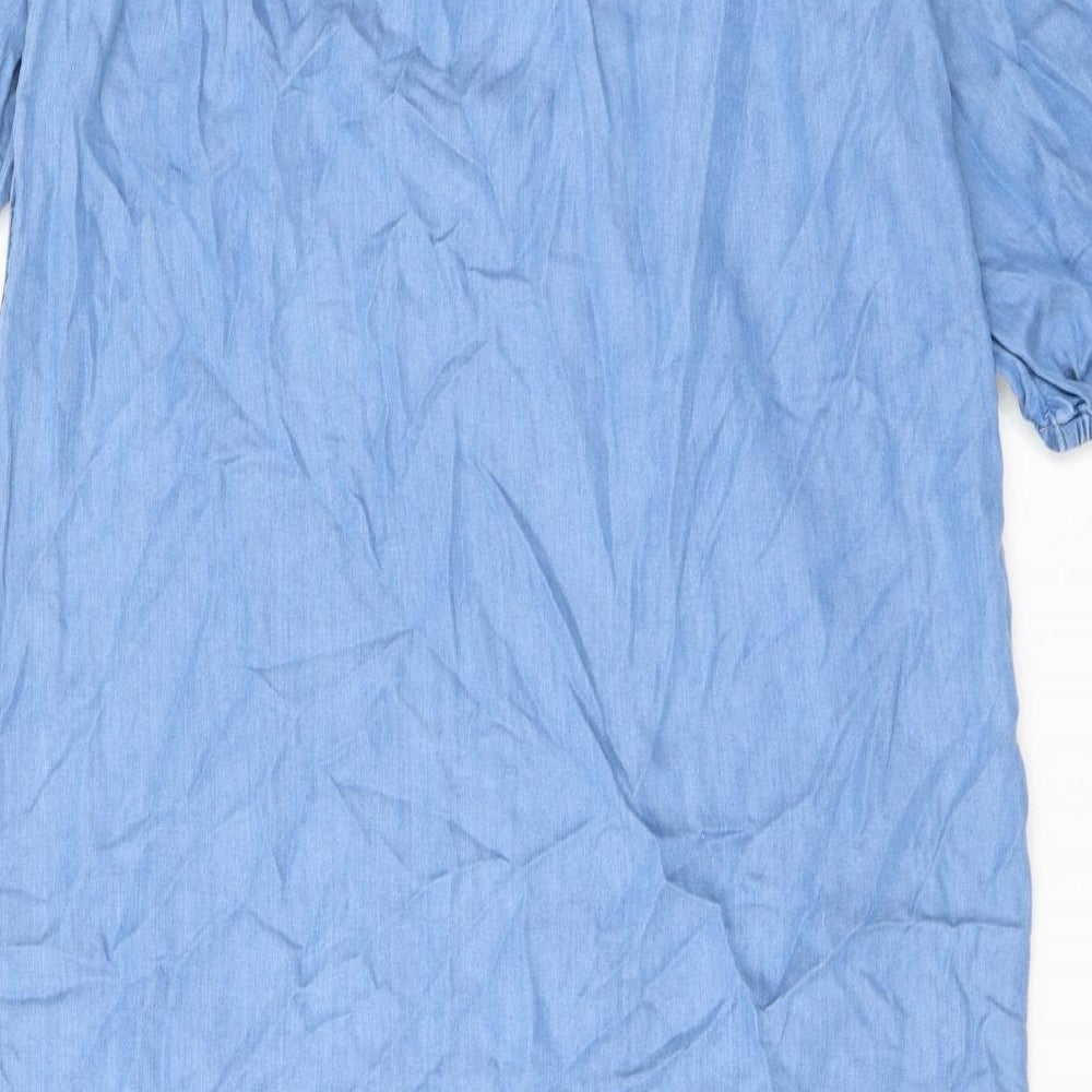 Marks and Spencer Womens Blue Polyester T-Shirt Dress Size 12 Off the Shoulder Pullover