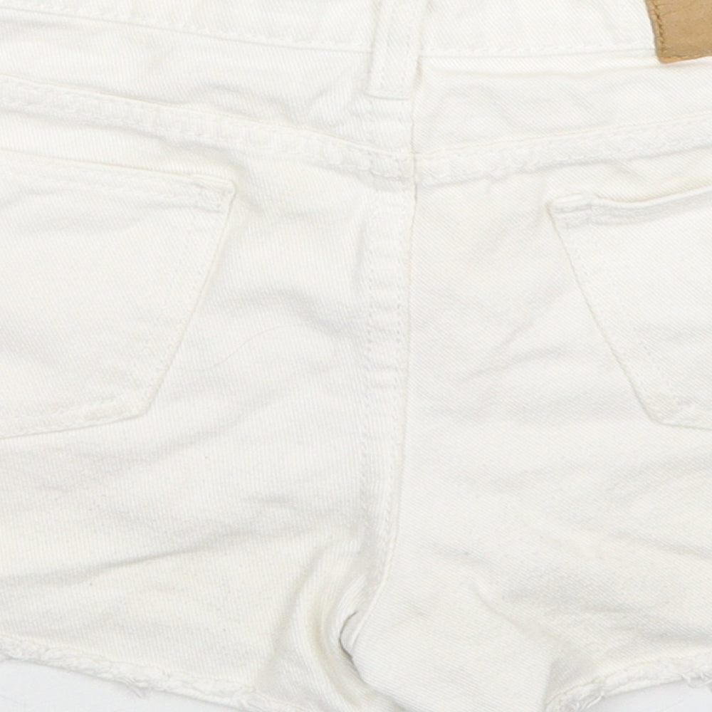 Moses Queen Womens White Cotton Hot Pants Shorts Size M L3 in Regular Zip