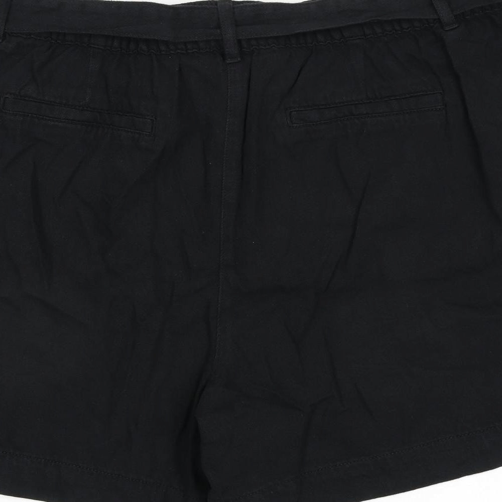 Per Una Womens Black 100% Cotton Basic Shorts Size 22 L6 in Regular Zip