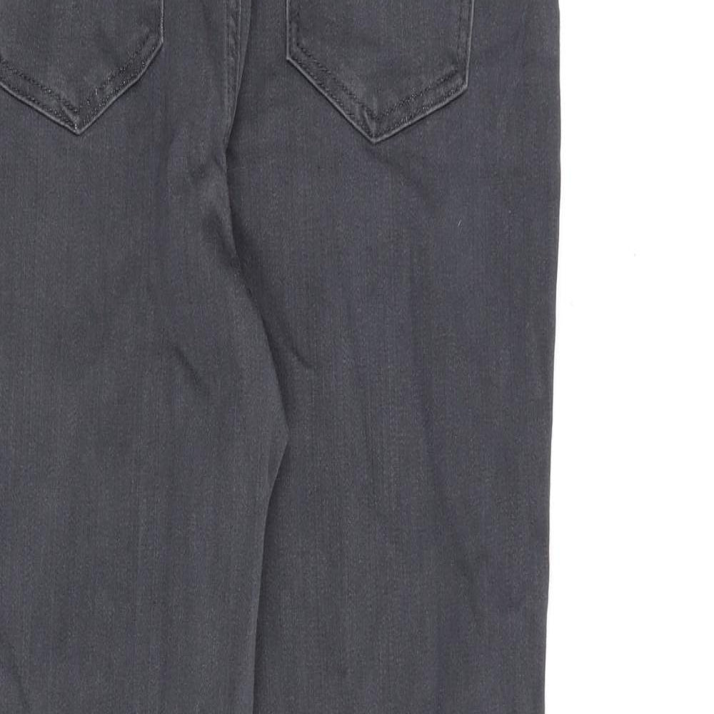 Marks and Spencer Womens Grey Cotton Straight Jeans Size 12 L28.5 in Regular Zip