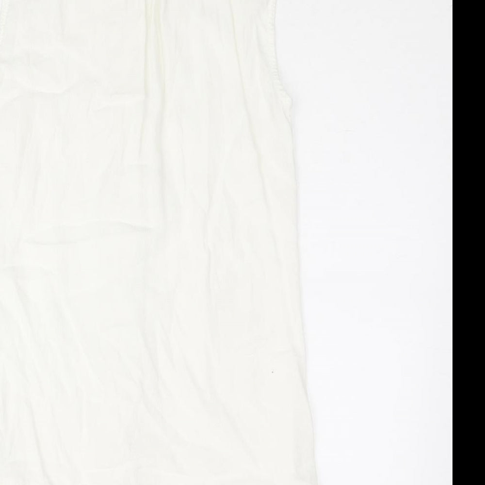 Nümph Womens White Polyester Basic Blouse Size 12 Collared - Lace Trim