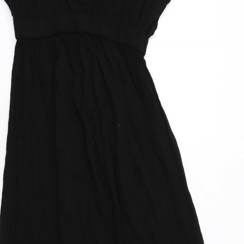 South Beach Womens Black Viscose A-Line Size 8 V-Neck Pullover