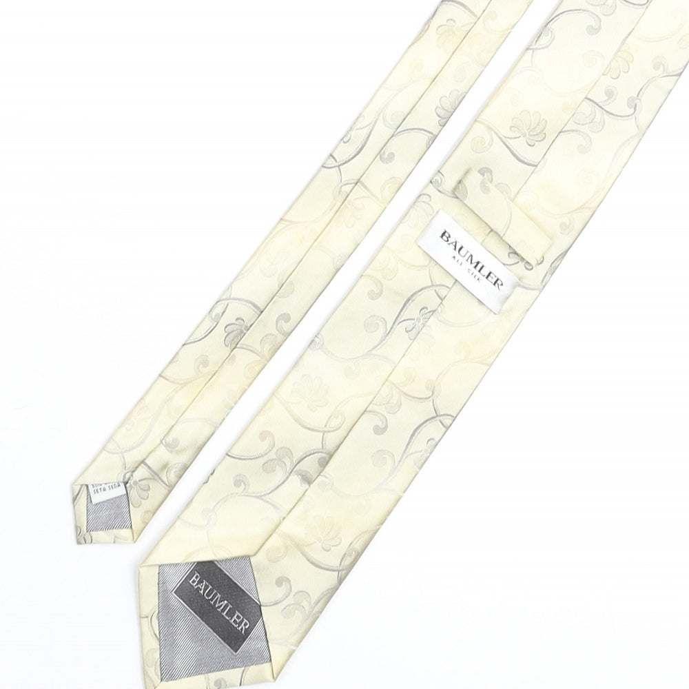Baumer Mens Beige Geometric Silk Pointed Tie One Size - Floral Swirl