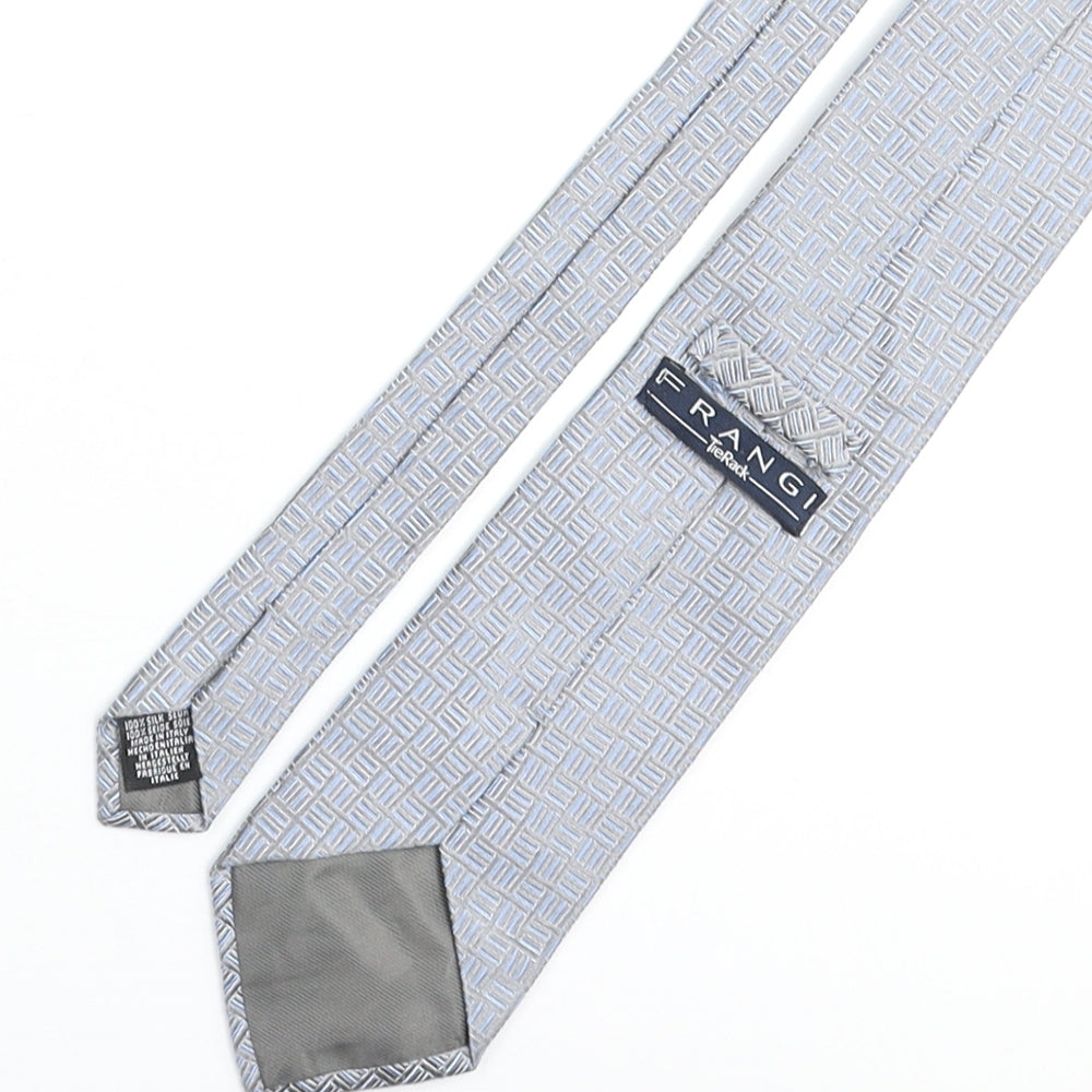 Frangi Mens Grey Geometric Silk Pointed Tie One Size