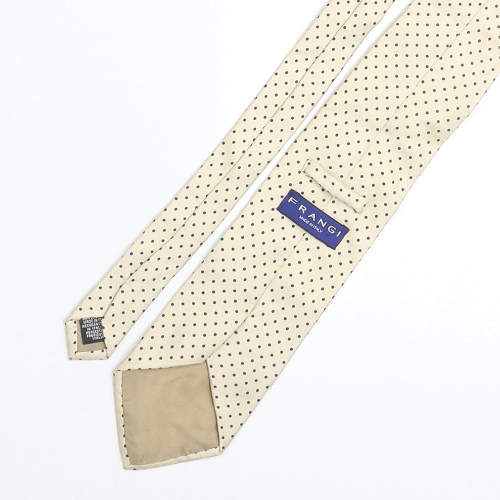 Frangi Mens Beige Polka Dot Silk Pointed Tie One Size