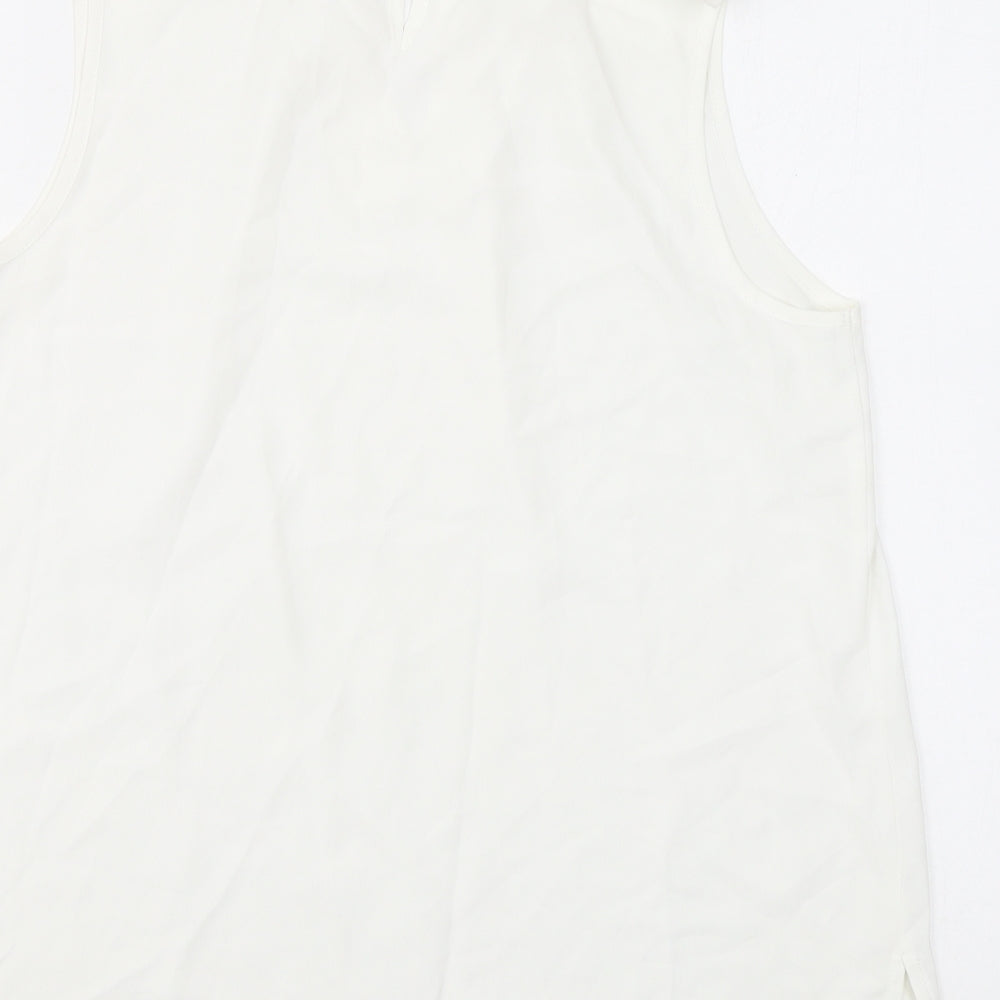 Dorothy Perkins Womens White Polyester Basic Tank Size 14 Mock Neck - Embroidery