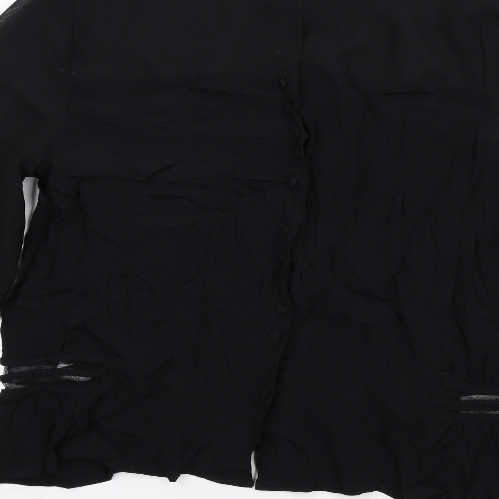 Marks and Spencer Womens Black Viscose Basic Blouse Size 12 Round Neck