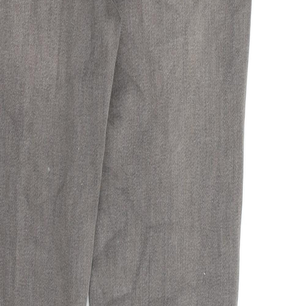 Marks and Spencer Womens Grey Cotton Trousers Size 8 L30 in Regular Zip