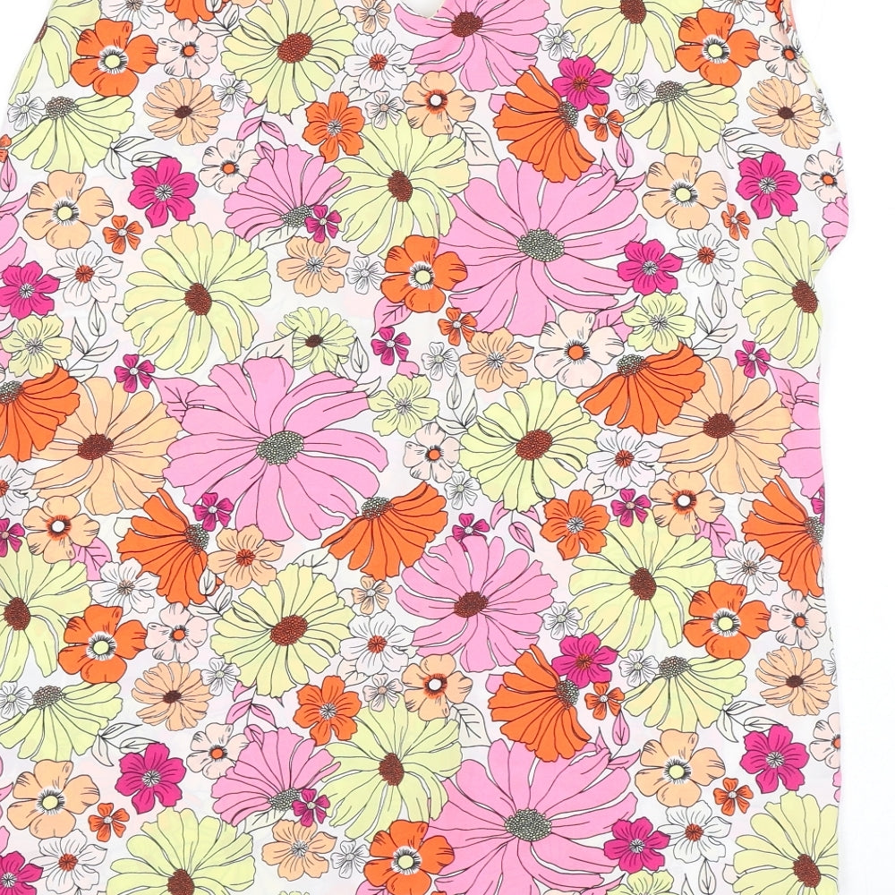 Marks and Spencer Womens Pink Floral Polyester Basic Tank Size 6 V-Neck