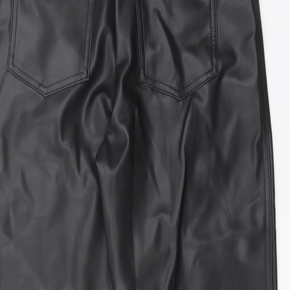 Marks and Spencer Womens Black Polyester Trousers Size 10 L24 in Regular Button