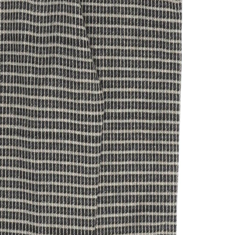 Stradivarius Womens Brown Check Polyester Trousers Size 8 L28 in Regular