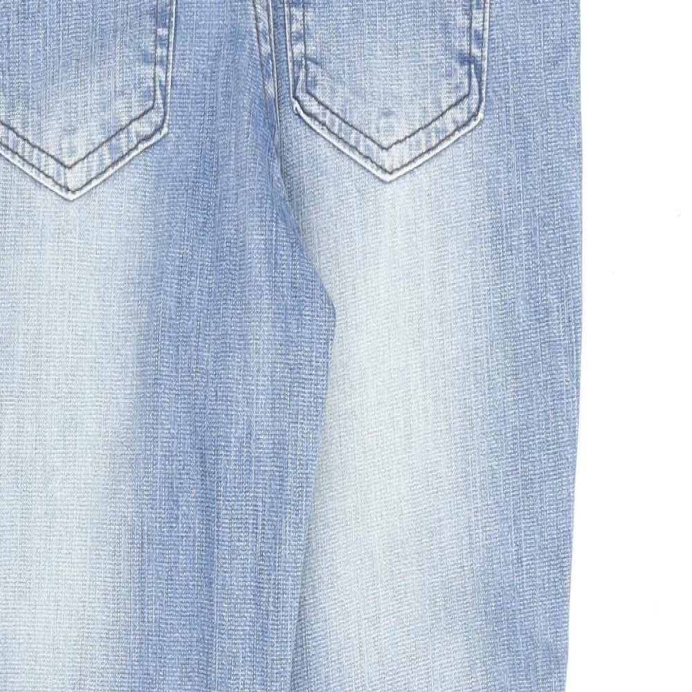Marks and Spencer Womens Blue Cotton Straight Jeans Size 10 L28 in Regular Zip