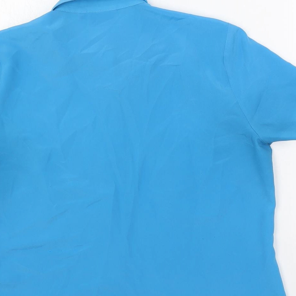 Classic Womens Blue Polyester Basic Button-Up Size 14 Collared