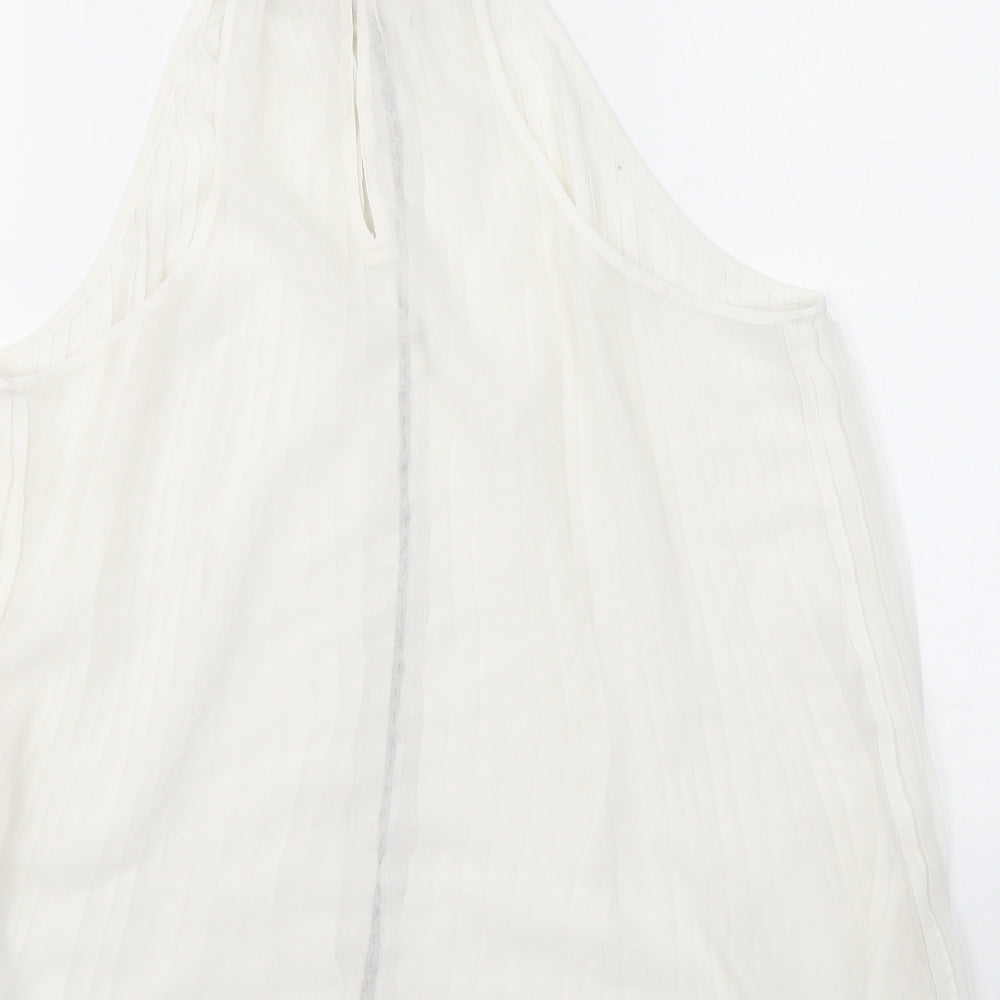 Zara Womens White Polyester Basic Tank Size M Halter - Beading
