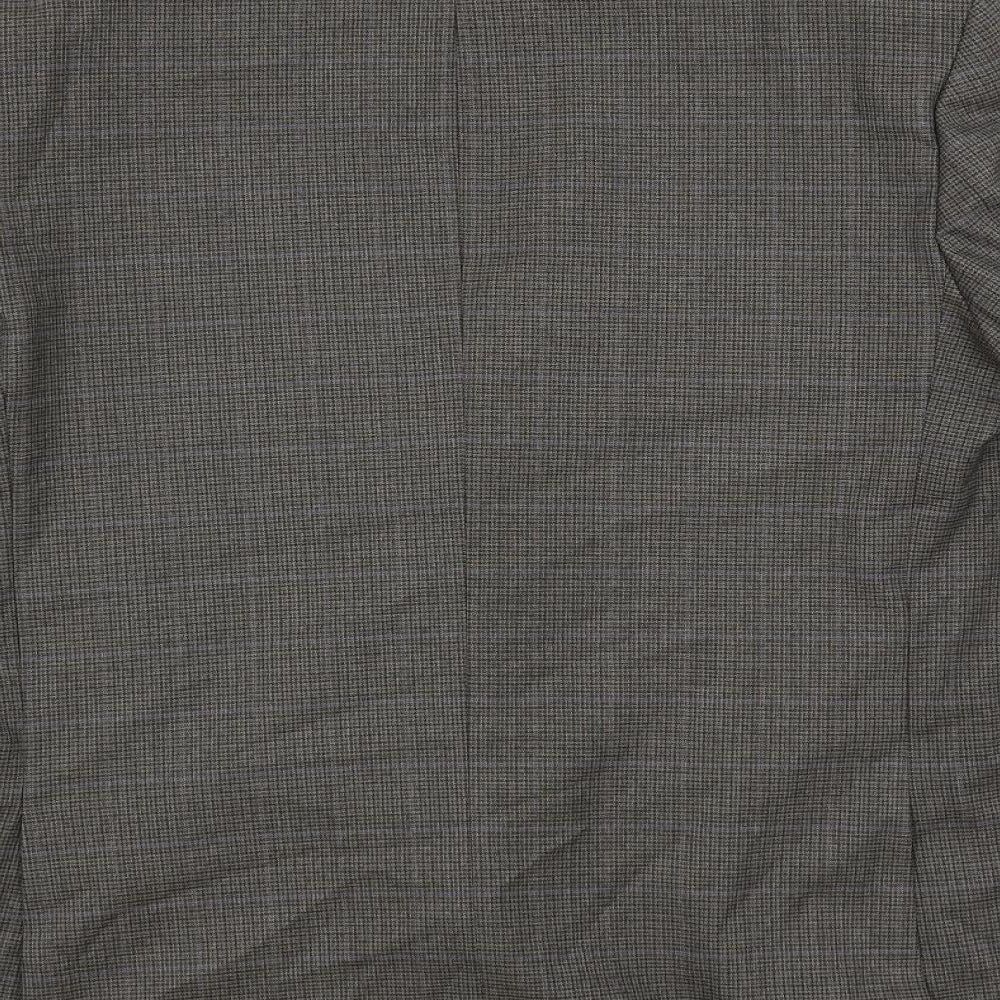 Marks and Spencer Mens Grey Geometric Polyester Jacket Suit Jacket Size 44 Regular