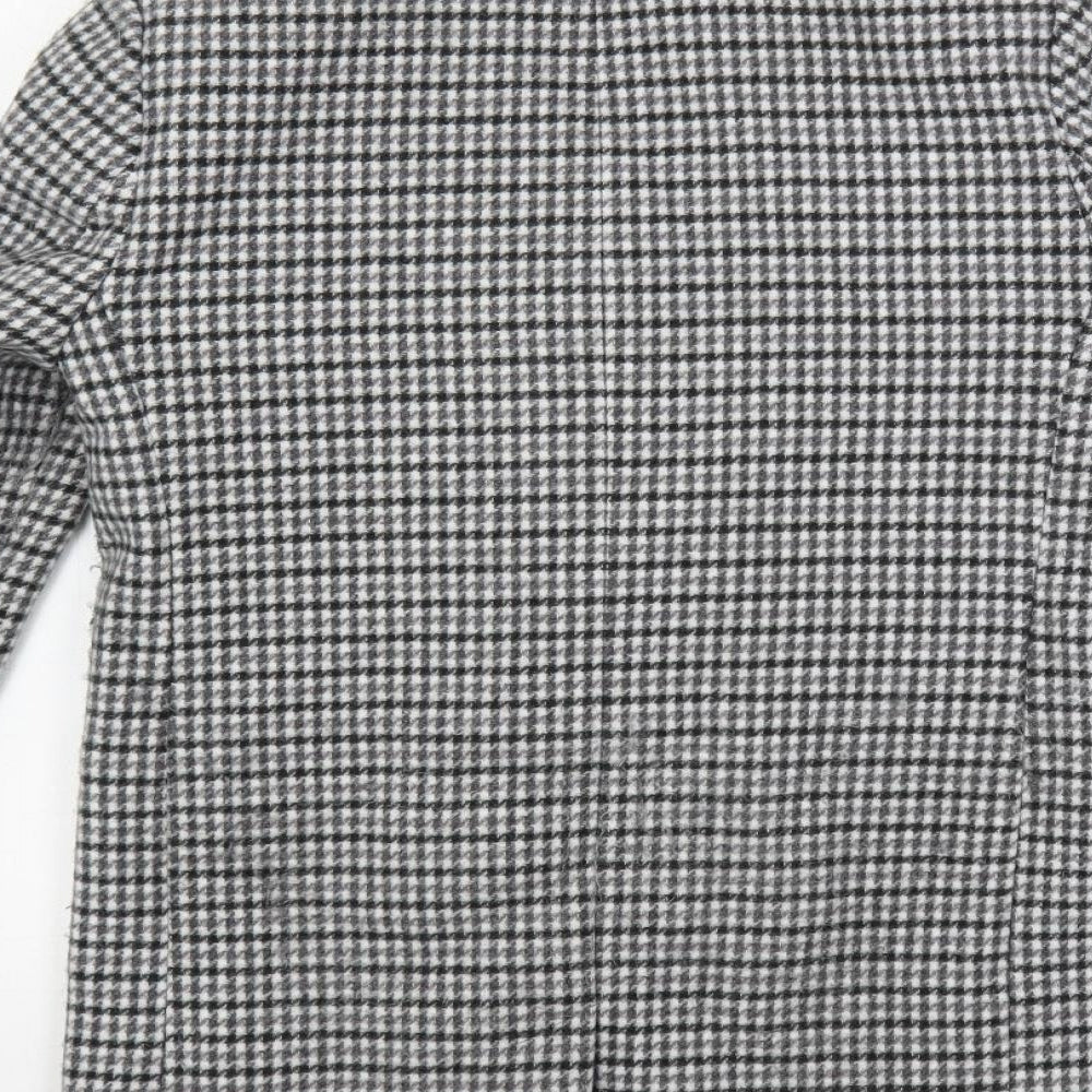 Marks and Spencer Womens Grey Geometric Pea Coat Coat Size 6 Button