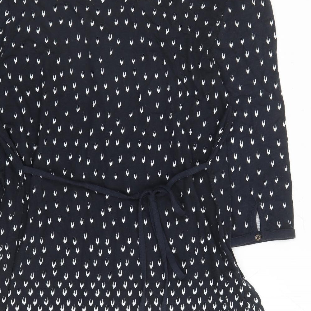 Debenhams Womens Blue Geometric Cotton Tunic T-Shirt Size 18 Round Neck