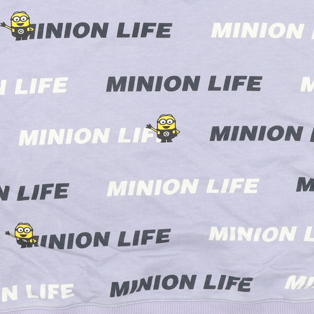 Minions Womens Purple Cotton Pullover Sweatshirt Size M Pullover - Despicable Me Minion Life
