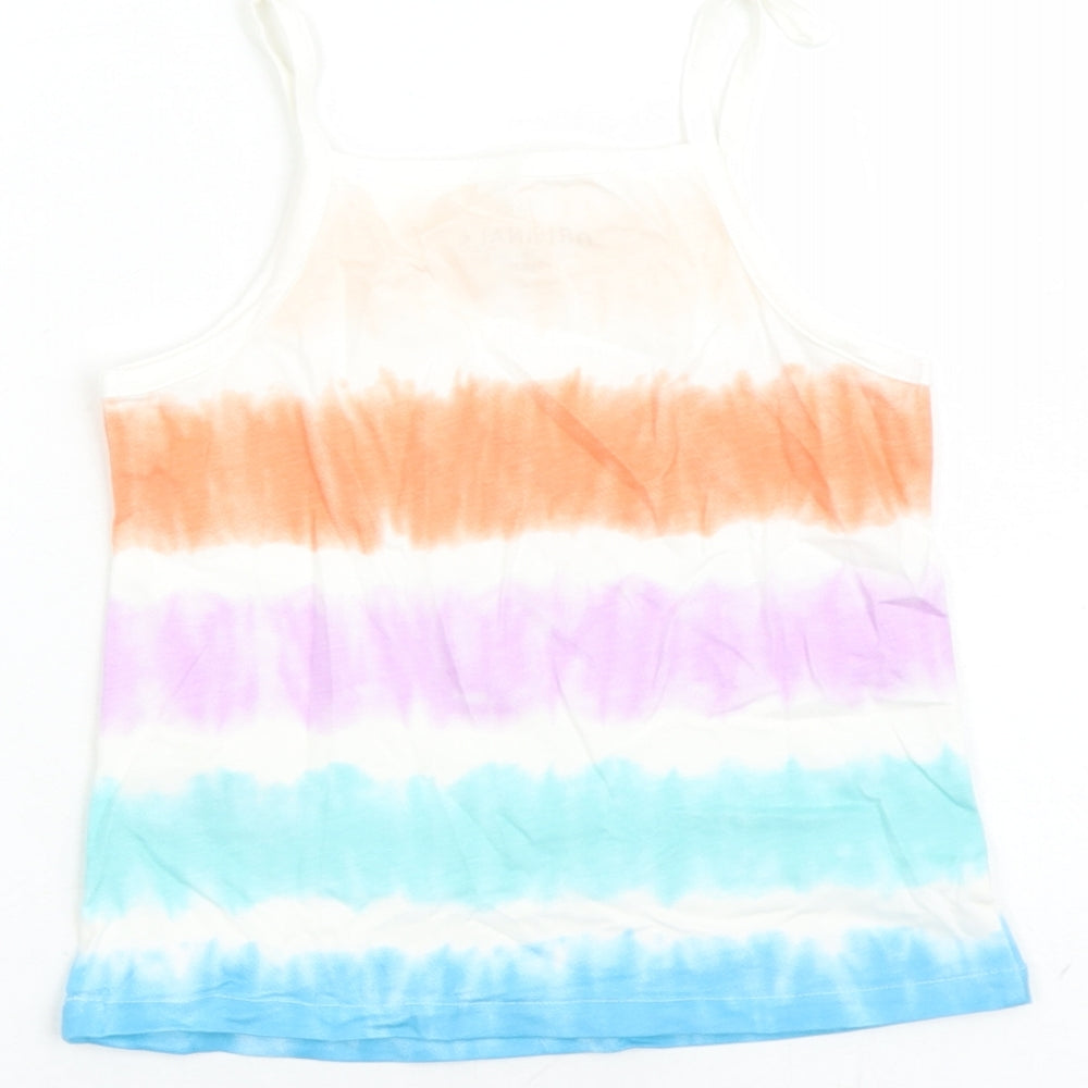 Marks and Spencer Girls Multicoloured Cotton Basic Tank Size 5-6 Years Square Neck Pullover - Tie Dye Effect