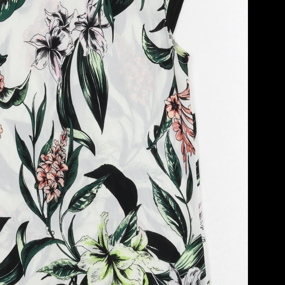Dorothy Perkins Womens Multicoloured Floral Polyester Basic Blouse Size 6 Round Neck