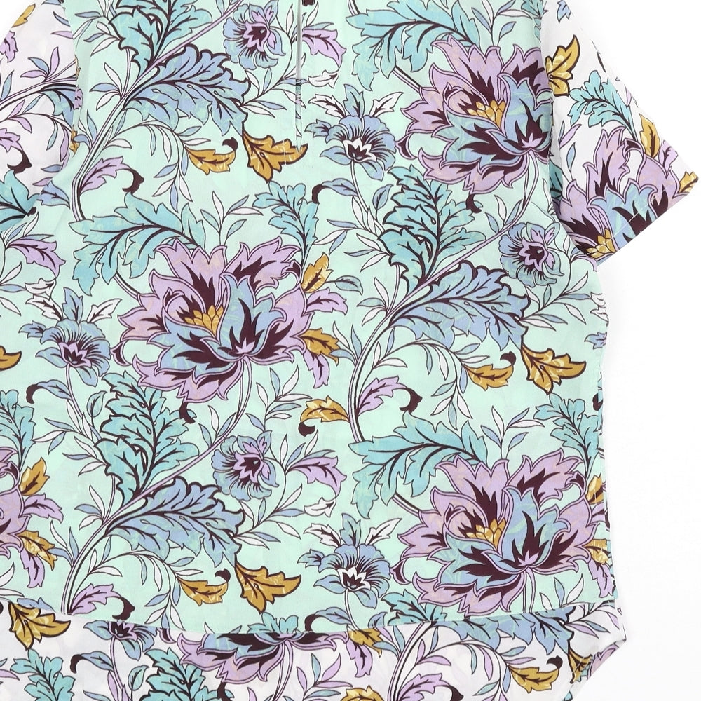 Marks and Spencer Womens Multicoloured Floral Polyester Basic Blouse Size 10 Round Neck