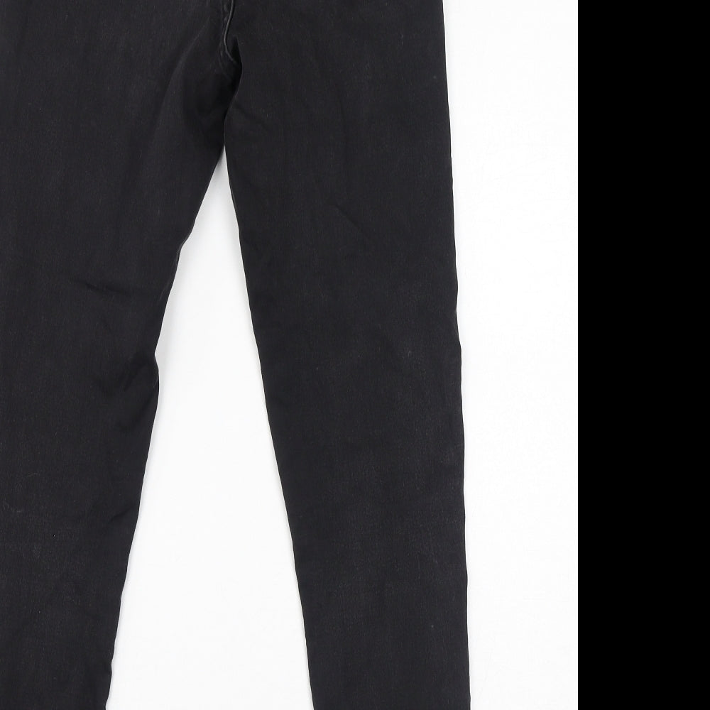 Marks and Spencer Womens Black Cotton Skinny Jeans Size 10 L28 in Regular Zip - Super Skinny