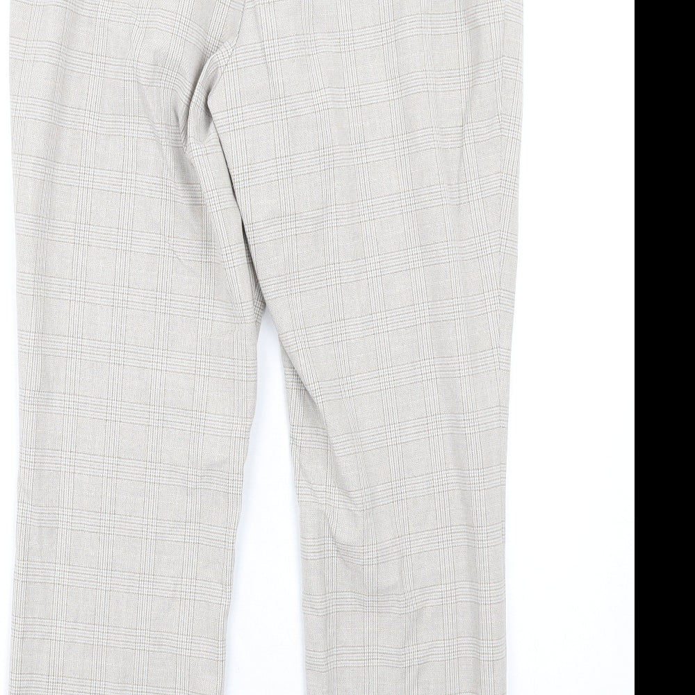 Uniqlo Womens Beige Plaid Polyester Dress Pants Trousers Size 30 in L30 in Regular Zip