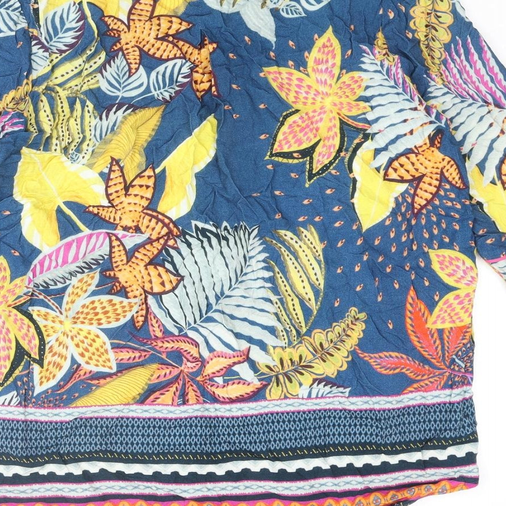 Tinta Womens Multicoloured Floral Viscose Basic Blouse Size 12 V-Neck