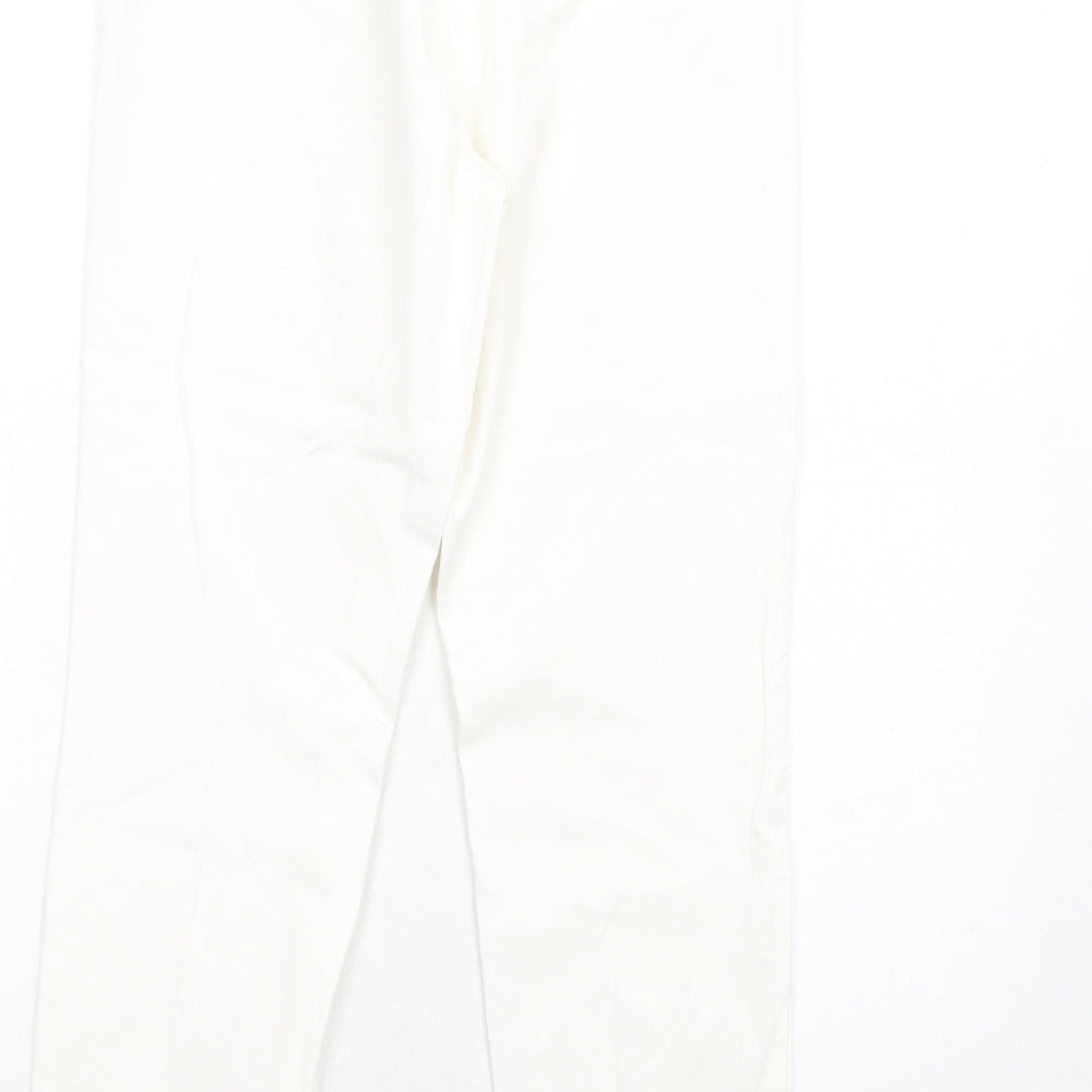 Marks and Spencer Womens White Polyester Tapered Jeans Size 10 L28 in Slim Zip