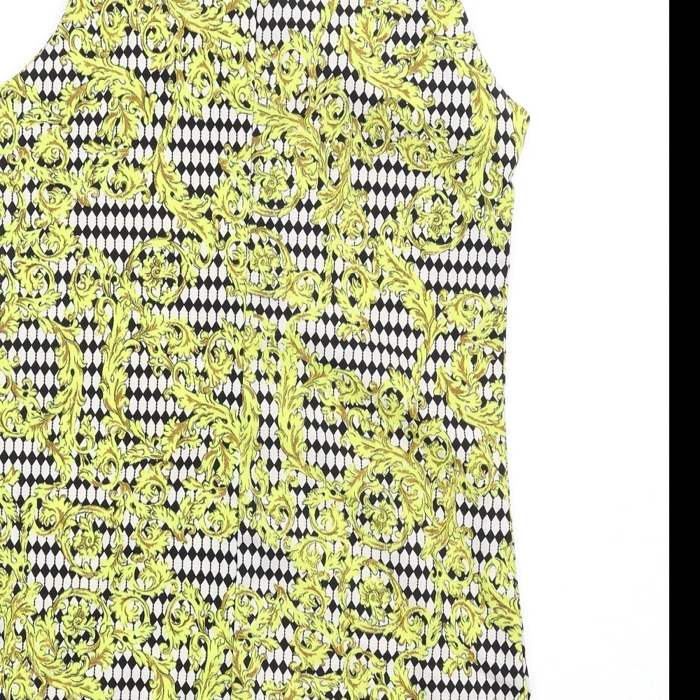Glamorous Womens Multicoloured Geometric Polyester Mini Size S Round Neck Zip