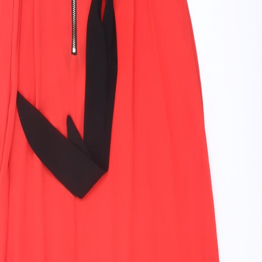 Mia Hemera Womens Red Polyester Maxi Size S V-Neck Zip