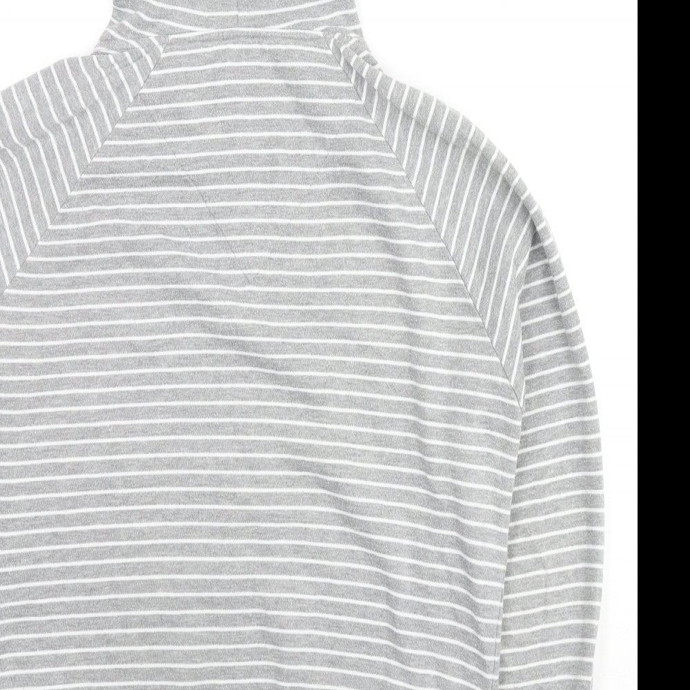 JUNK de LUXE Mens Grey Striped Cotton Full Zip Hoodie Size L