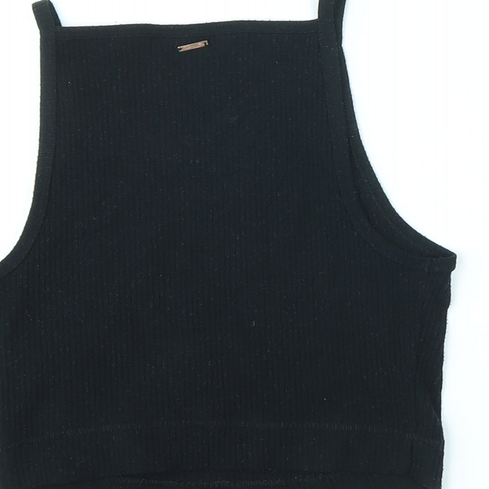 Marks and Spencer Womens Black Polyester Cropped Tank Size S Halter