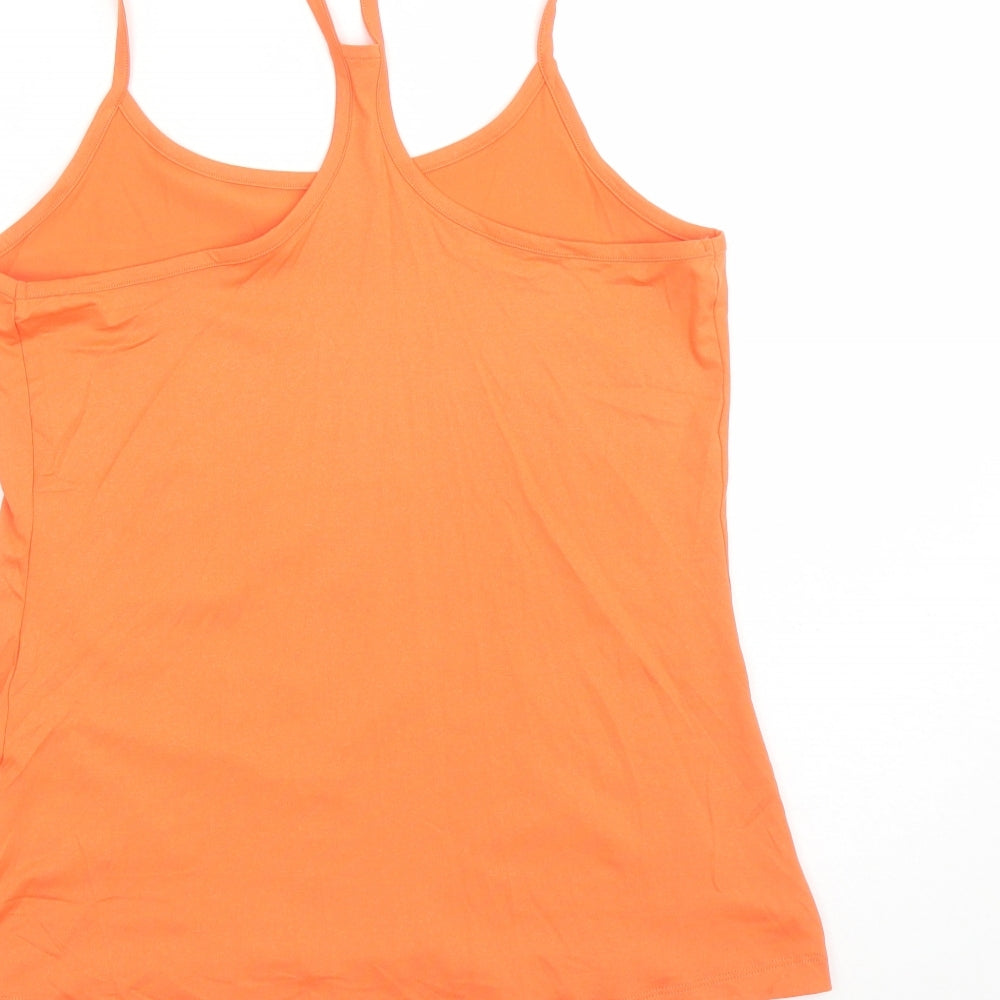 GOODMOVE Womens Orange Polyester Camisole Tank Size 14 Round Neck Pullover