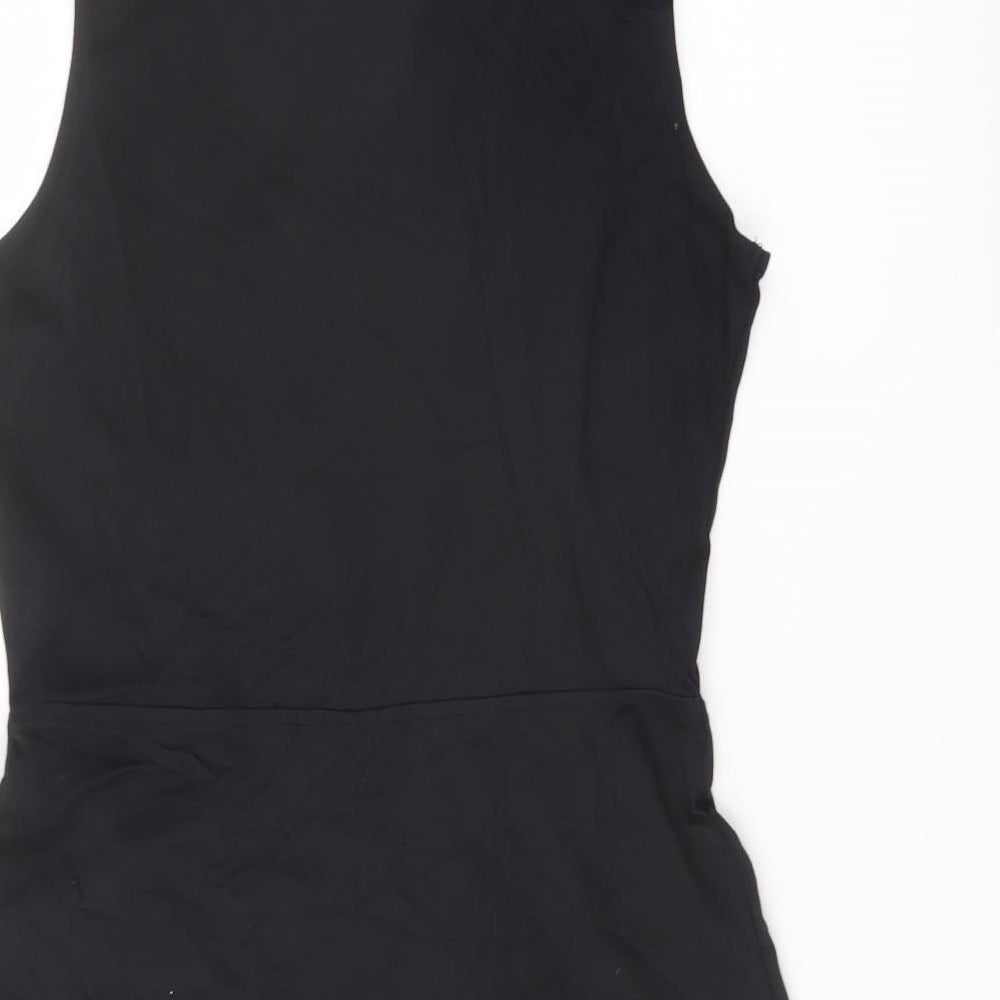 Marks and Spencer Womens Black Cotton A-Line Size 10 Round Neck Pullover