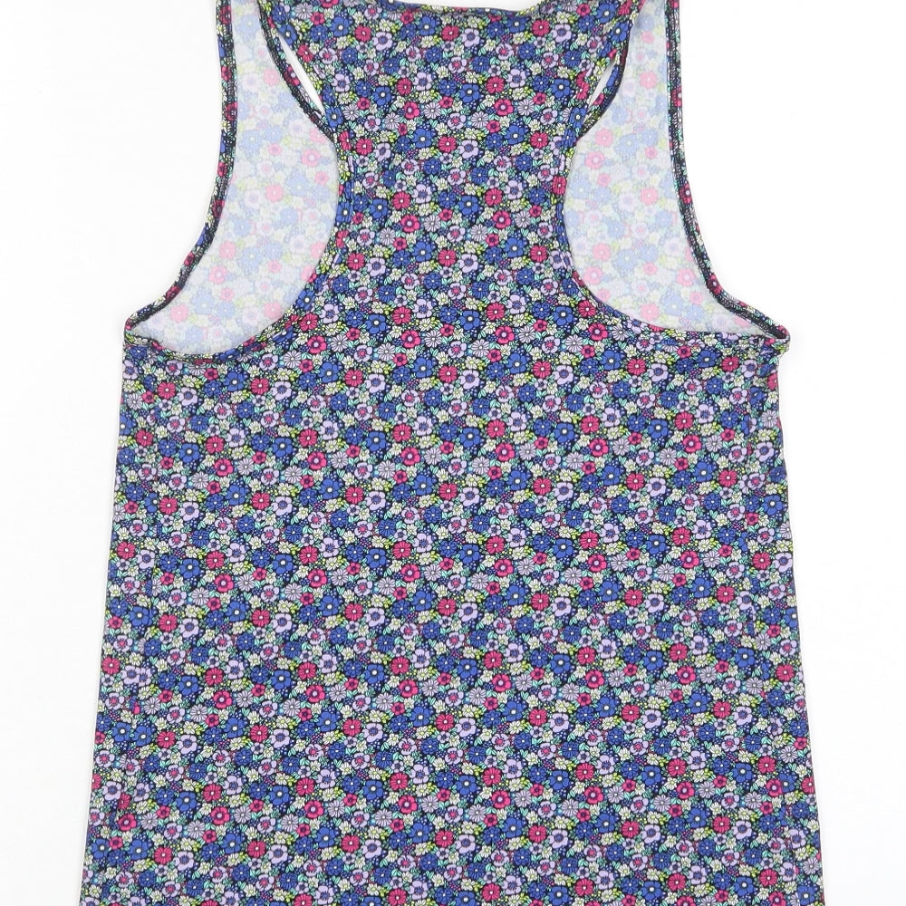 GOODMOVE Womens Multicoloured Floral Polyester Basic Tank Size 6 Scoop Neck Pullover