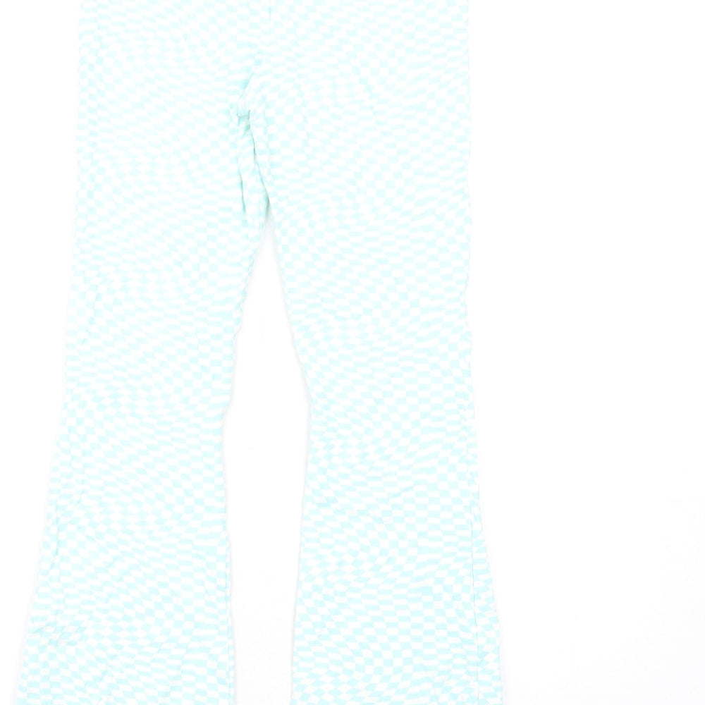 Marks and Spencer Girls Blue Geometric Cotton Carrot Trousers Size 13-14 Years L29 in Regular Pullover