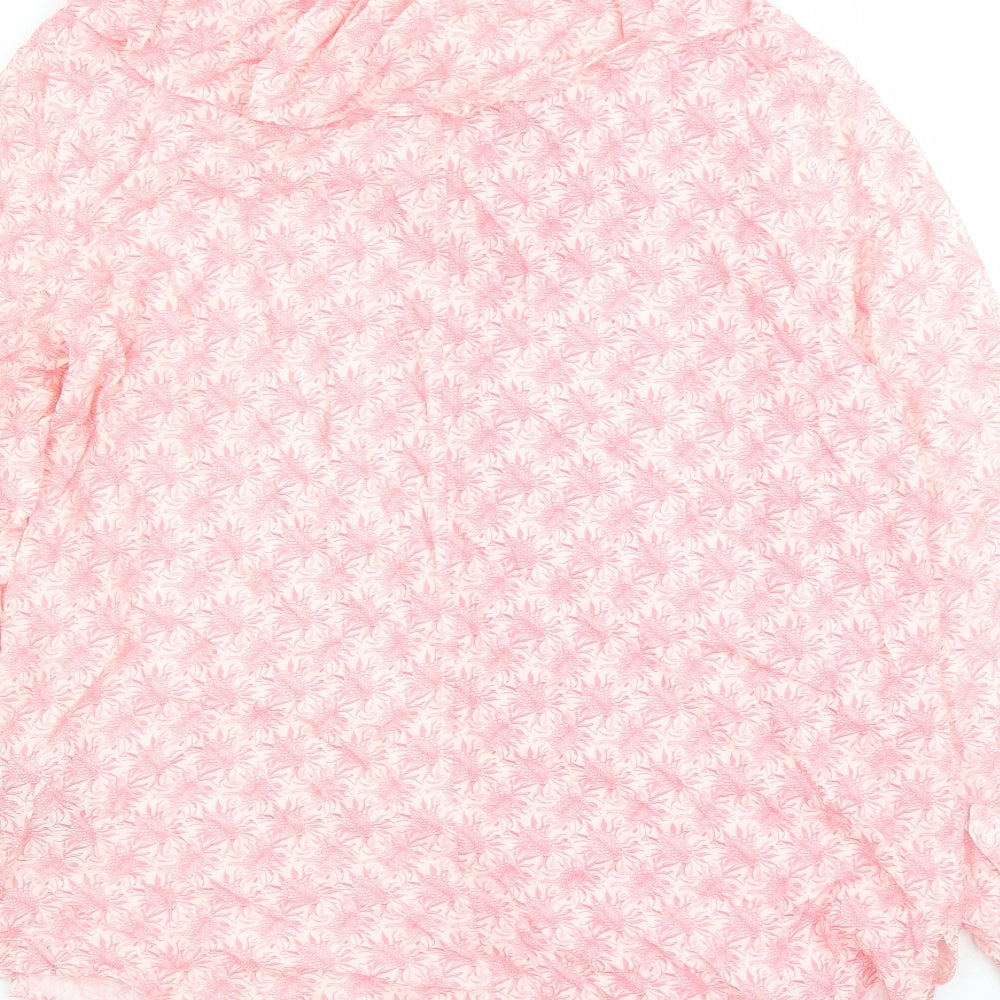 Marks and Spencer Womens Pink Geometric Viscose Basic Blouse Size 6 Collared - Keyhole Neckline